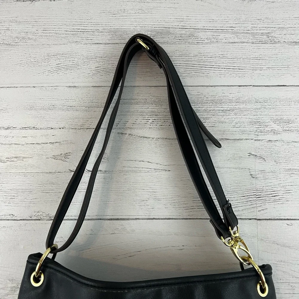 Franco Sarto Black Faux Leather Convertible Shoulder Bag
